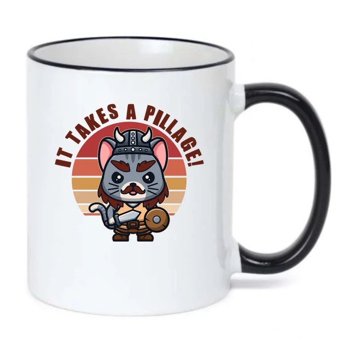 Funny Viking Cat It Takes A Pillage Black Color Changing Mug