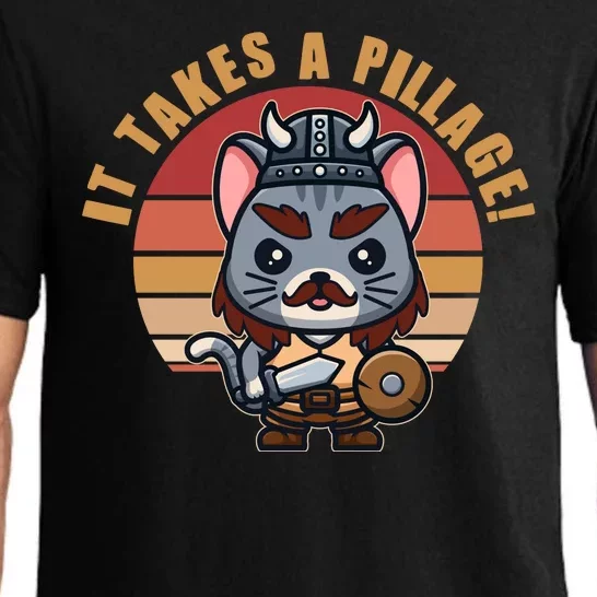 Funny Viking Cat It Takes A Pillage Pajama Set