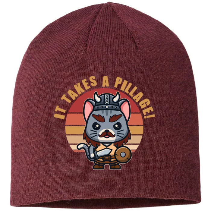 Funny Viking Cat It Takes A Pillage 8 1/2in Sustainable Knit Beanie