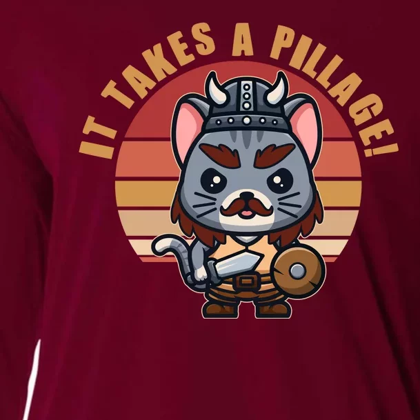 Funny Viking Cat It Takes A Pillage Cooling Performance Long Sleeve Crew