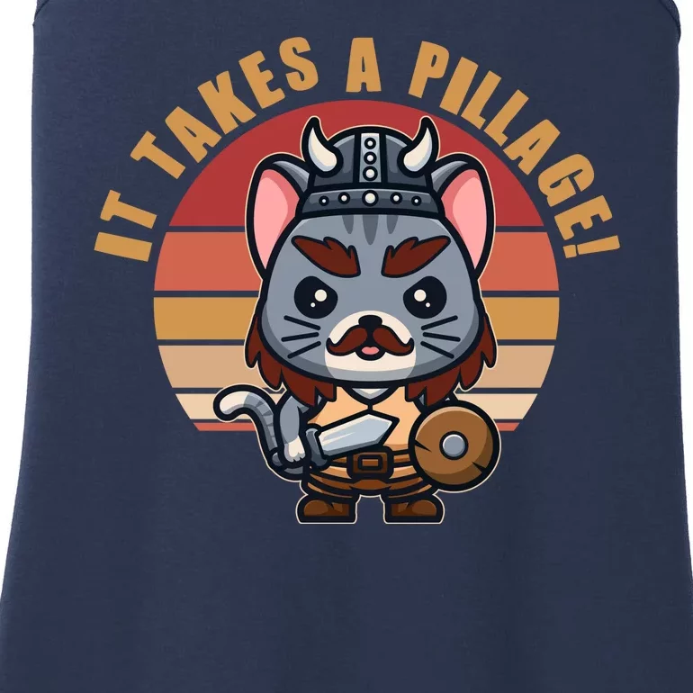 Funny Viking Cat It Takes A Pillage Ladies Essential Tank