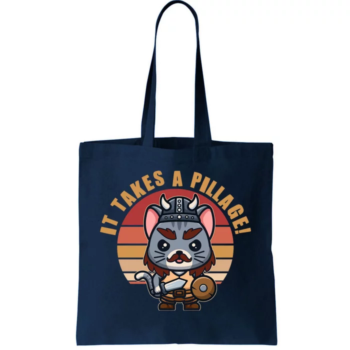 Funny Viking Cat It Takes A Pillage Tote Bag