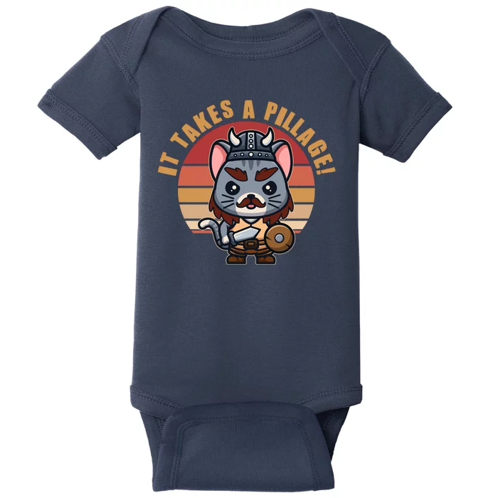 Funny Viking Cat It Takes A Pillage Baby Bodysuit