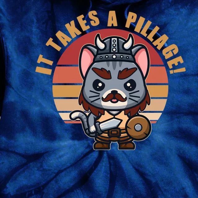 Funny Viking Cat It Takes A Pillage Tie Dye Hoodie