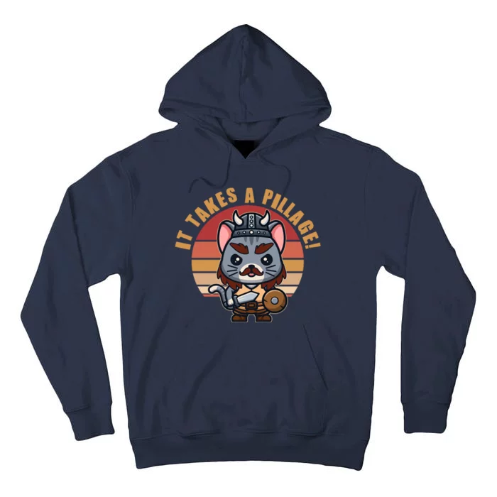 Funny Viking Cat It Takes A Pillage Tall Hoodie