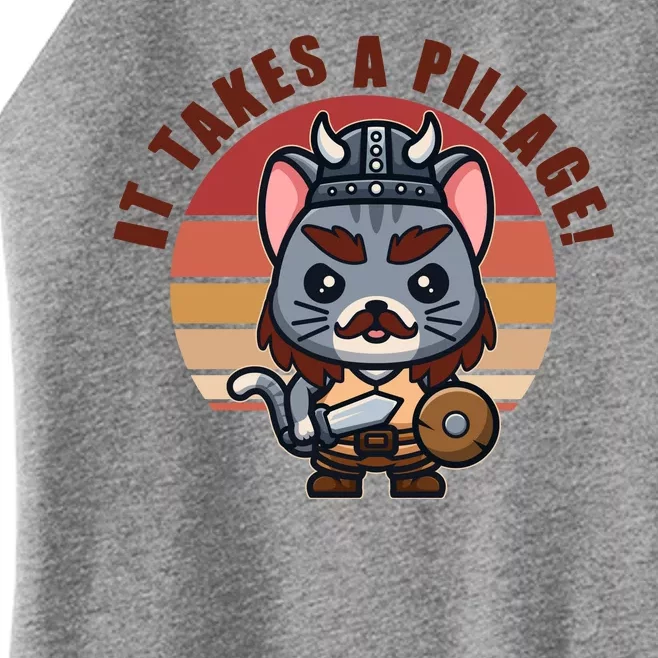 Funny Viking Cat It Takes A Pillage Women’s Perfect Tri Rocker Tank