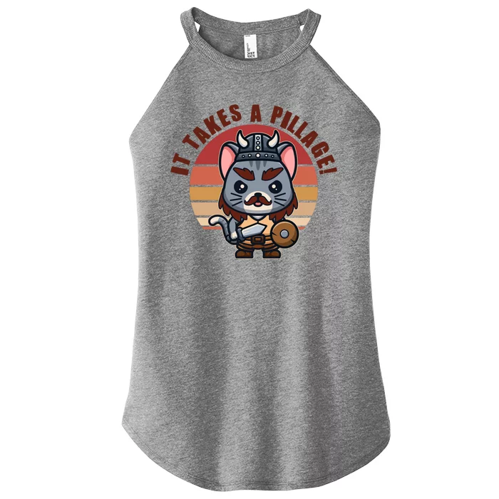 Funny Viking Cat It Takes A Pillage Women’s Perfect Tri Rocker Tank