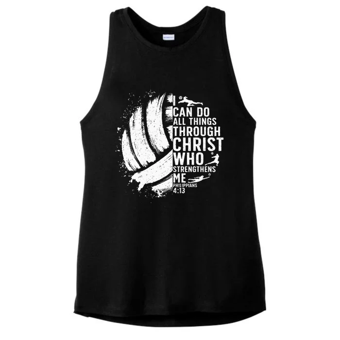 Funny Volleyball Christian Design Girls Ladies Tri-Blend Wicking Tank