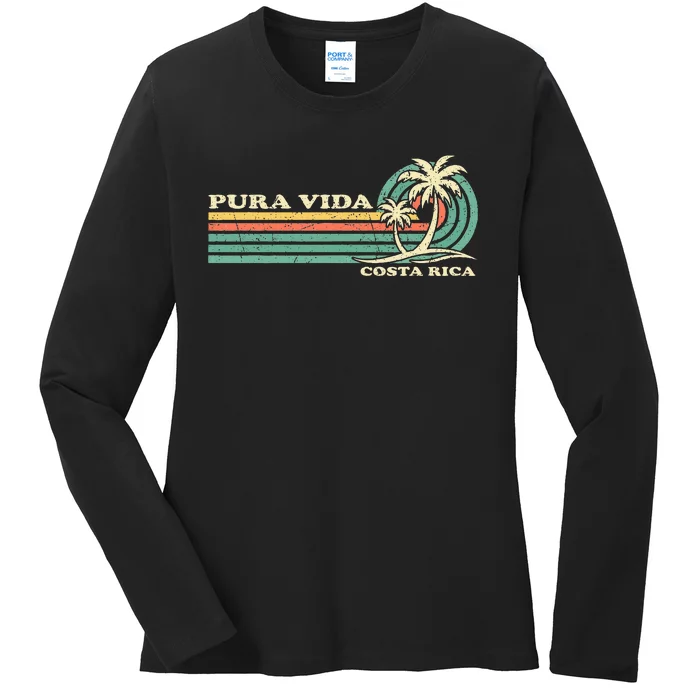 Family Vacation Costa Rica Pura Vida Beach Ladies Long Sleeve Shirt