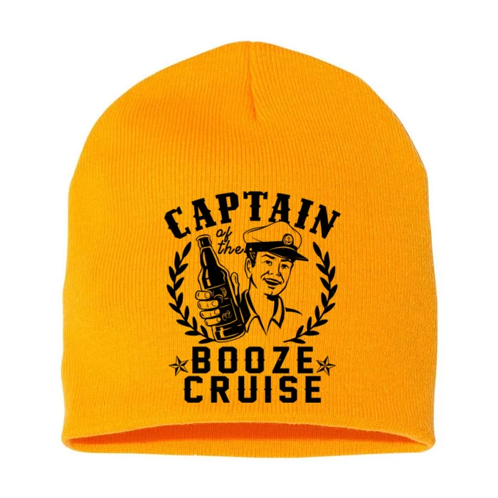 Funny Vintage Captain Of The Booze Cruise Short Acrylic Beanie