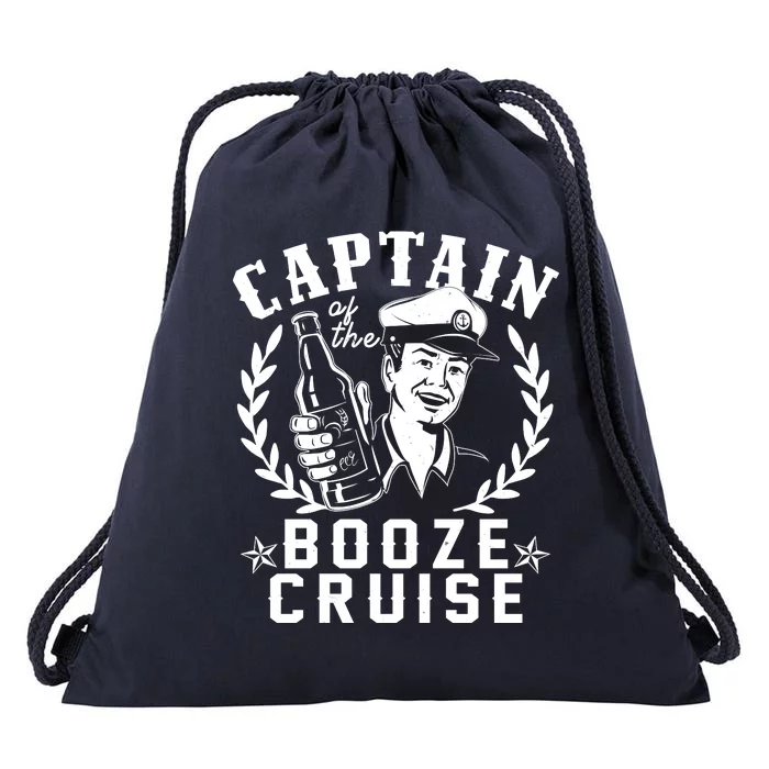 Funny Vintage Captain Of The Booze Cruise Drawstring Bag