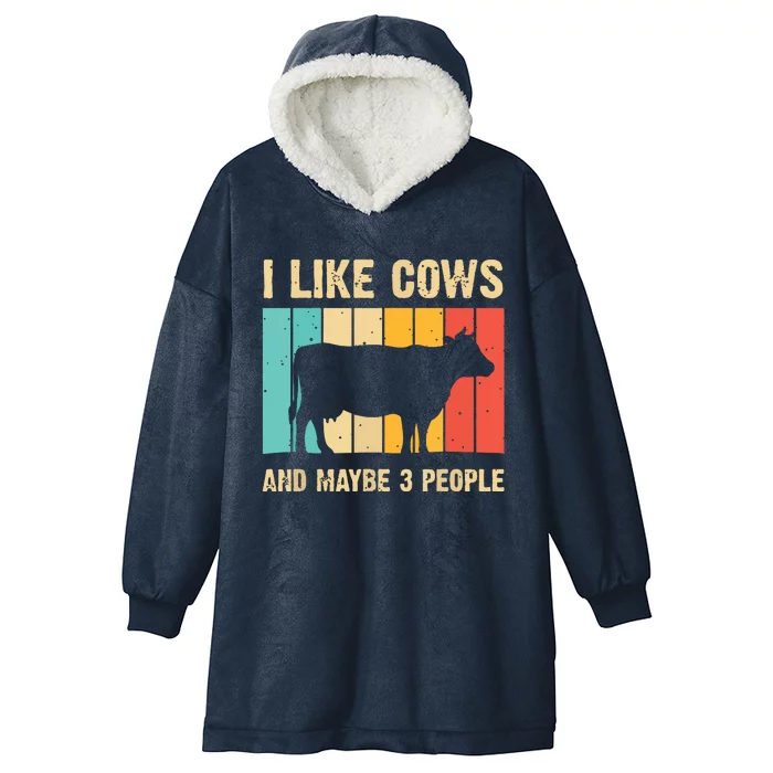 Funny Vintage Cow Design Cow Farmer Men Women Cattle Lover Hooded Wearable Blanket