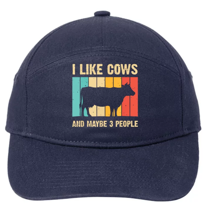 Funny Vintage Cow Design Cow Farmer Men Women Cattle Lover 7-Panel Snapback Hat