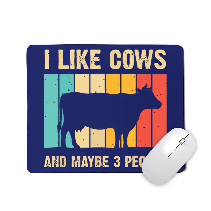 Funny Vintage Cow Design Cow Farmer Men Women Cattle Lover Mousepad