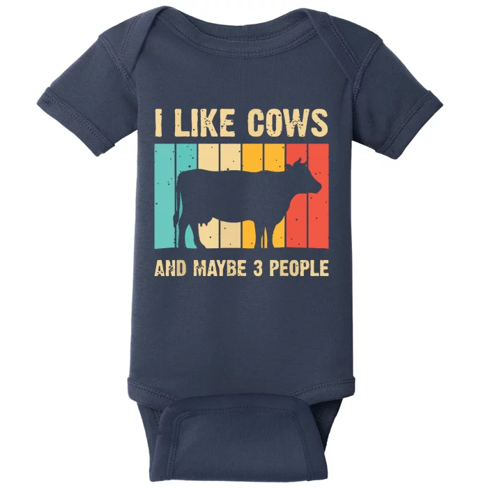 Funny Vintage Cow Design Cow Farmer Men Women Cattle Lover Baby Bodysuit