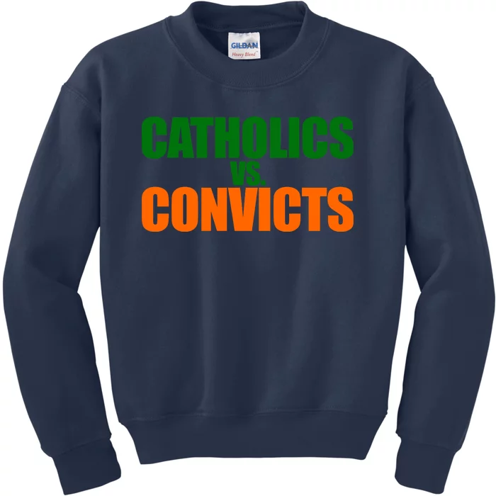 Funny Vintage Catholics Vs. Convicts 1988 Classic Kids Sweatshirt