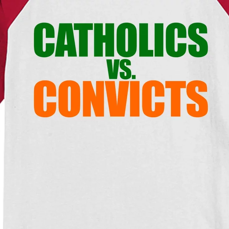 Funny Vintage Catholics Vs. Convicts 1988 Classic Kids Colorblock Raglan Jersey