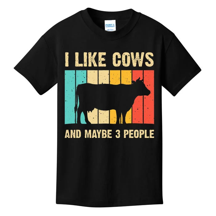 Funny Vintage Cow Design Cow Farmer Wo Cattle Lover Kids T-Shirt