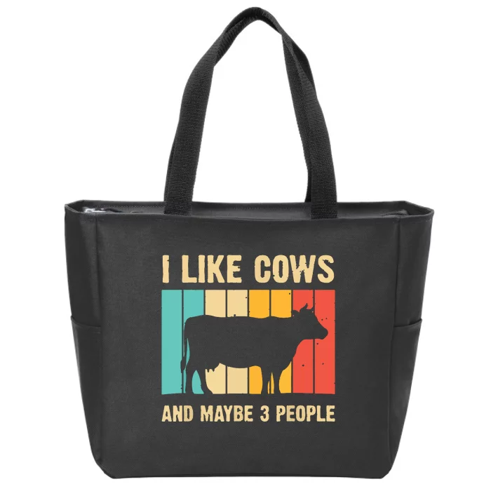 Funny Vintage Cow Design Cow Farmer Cattle Lover Zip Tote Bag