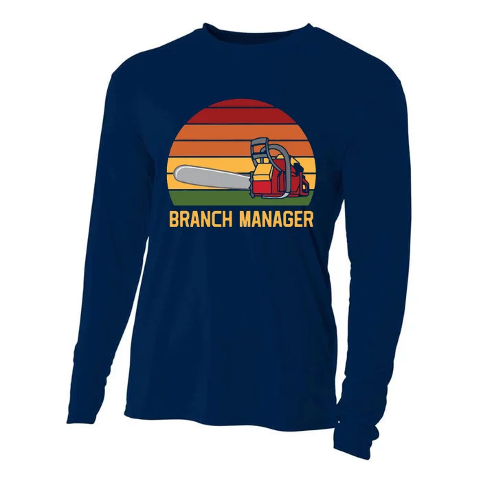 Funny Vintage Chainsaw Branch Manager Lumberjack And Logger Cooling Performance Long Sleeve Crew