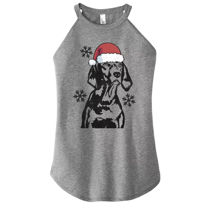 Funny Vizsla Christmas Santa Hat Xmas Mom Dad Gift Women’s Perfect Tri Rocker Tank