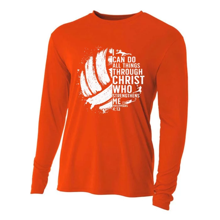 Funny Volleyball Christian Design Cooling Performance Long Sleeve Crew