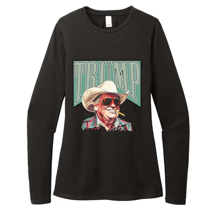 Funny Vintage Cowboy Western Daddy Donald Trump President Womens CVC Long Sleeve Shirt