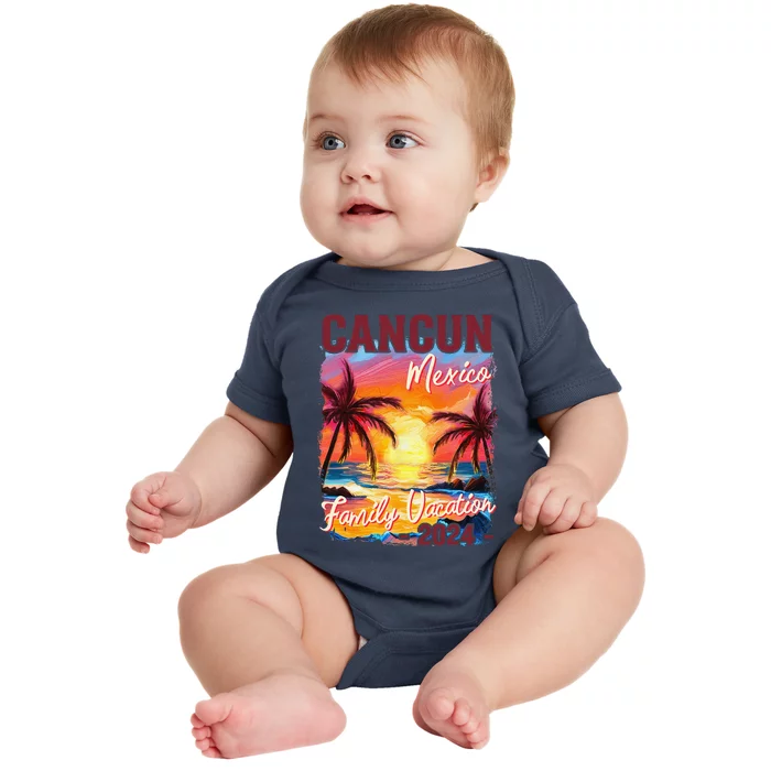 Family Vacation Cancun Mexico 2024 Summer Trip Matching Baby Bodysuit