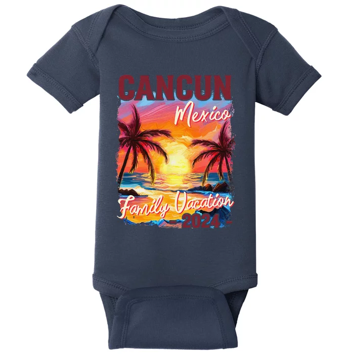 Family Vacation Cancun Mexico 2024 Summer Trip Matching Baby Bodysuit