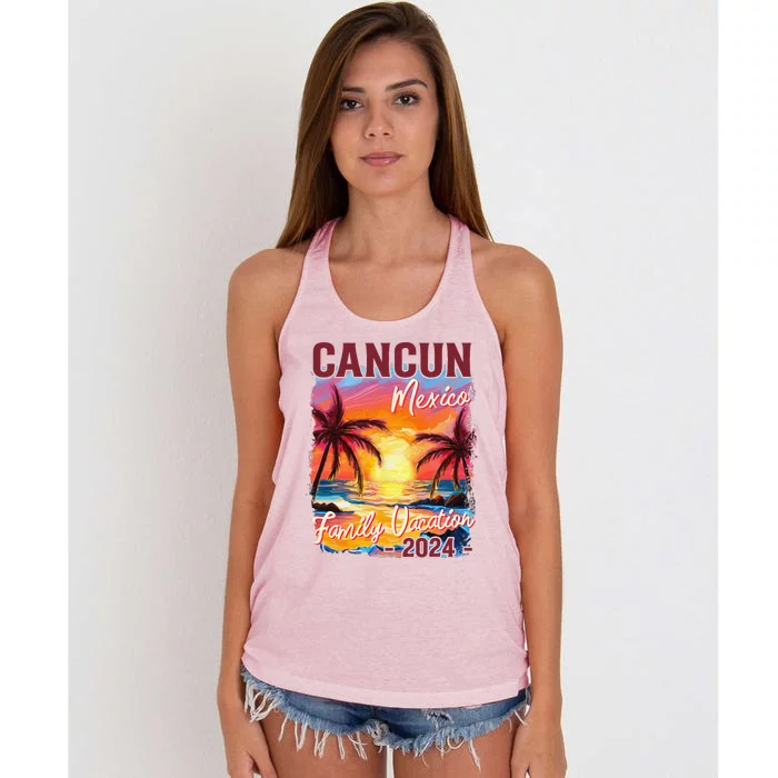 Family Vacation Cancun Mexico 2024 Summer Trip Matching Women's Knotted Racerback Tank