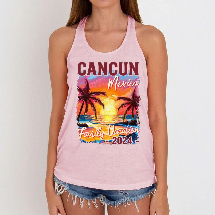 Family Vacation Cancun Mexico 2024 Summer Trip Matching Women's Knotted Racerback Tank