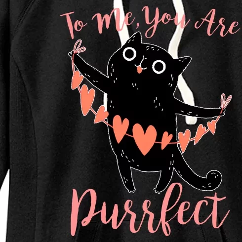 Funny Valentine Cat To Me You Are Purrfect Women's Fleece Hoodie