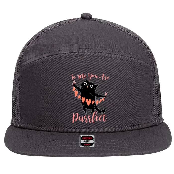 Funny Valentine Cat To Me You Are Purrfect 7 Panel Mesh Trucker Snapback Hat