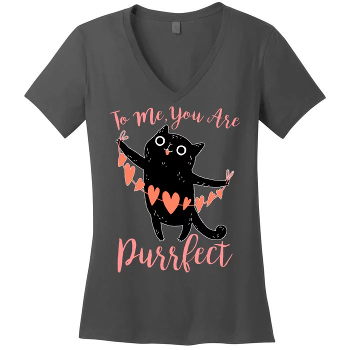 Funny Valentine Cat To Me You Are Purrfect Women's V-Neck T-Shirt