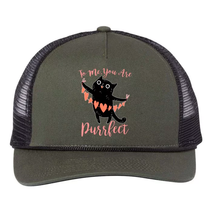 Funny Valentine Cat To Me You Are Purrfect Retro Rope Trucker Hat Cap