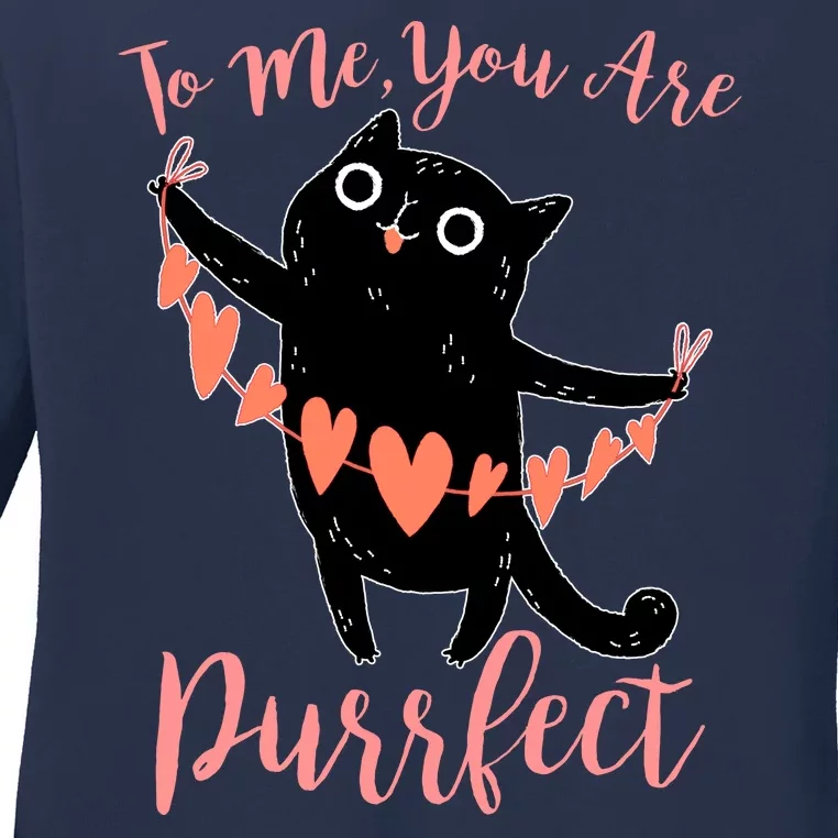 Funny Valentine Cat To Me You Are Purrfect Ladies Long Sleeve Shirt