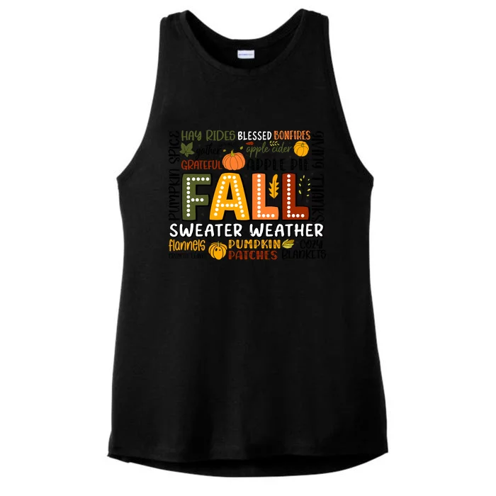 Fall Vibes Cozy Season Flannels Pumpkins Ladies Tri-Blend Wicking Tank