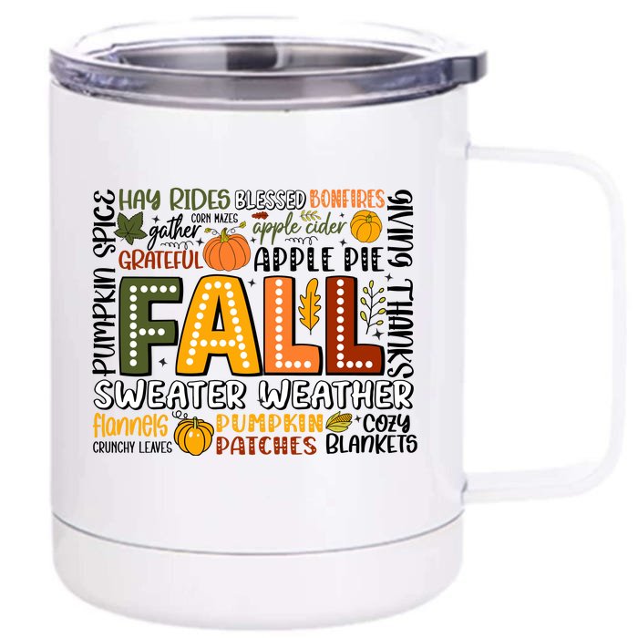 Fall Vibes Cozy Season Flannels Pumpkins Front & Back 12oz Stainless Steel Tumbler Cup