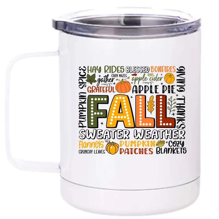 Fall Vibes Cozy Season Flannels Pumpkins Front & Back 12oz Stainless Steel Tumbler Cup