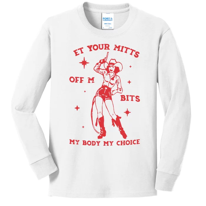 Feminist Vintage Cowgirl Reproductive Rights Kids Long Sleeve Shirt