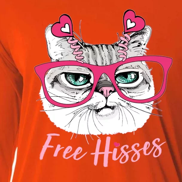 Funny Valentine Cat Free Hisses Cooling Performance Long Sleeve Crew