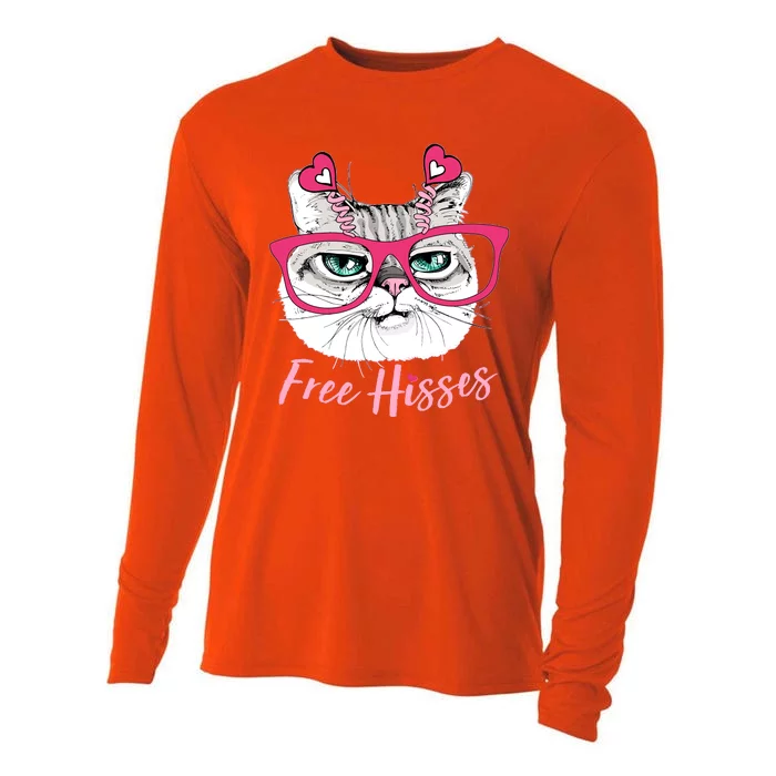 Funny Valentine Cat Free Hisses Cooling Performance Long Sleeve Crew