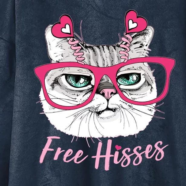 Funny Valentine Cat Free Hisses Hooded Wearable Blanket