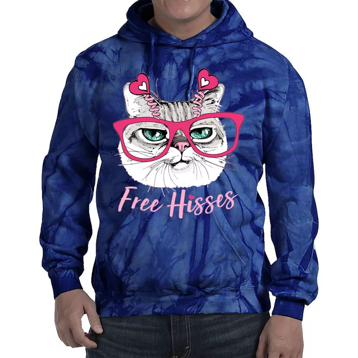 Funny Valentine Cat Free Hisses Tie Dye Hoodie