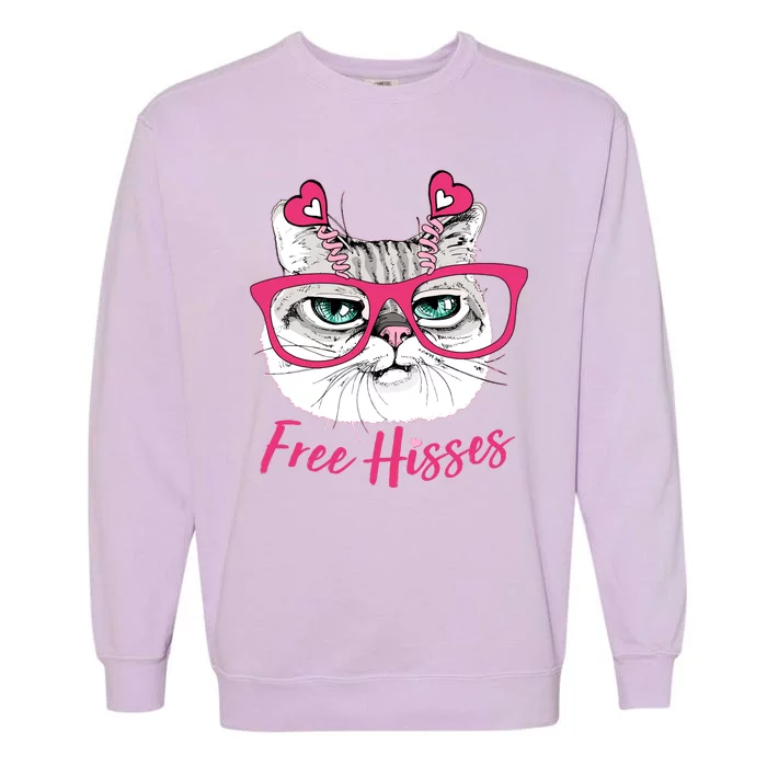 Funny Valentine Cat Free Hisses Garment-Dyed Sweatshirt