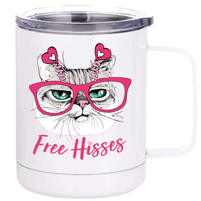 Funny Valentine Cat Free Hisses Front & Back 12oz Stainless Steel Tumbler Cup