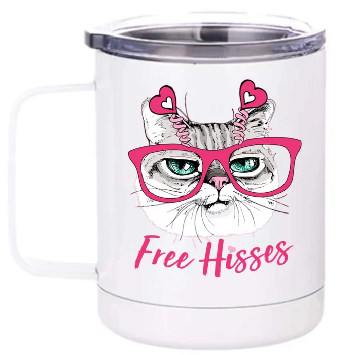 Funny Valentine Cat Free Hisses Front & Back 12oz Stainless Steel Tumbler Cup