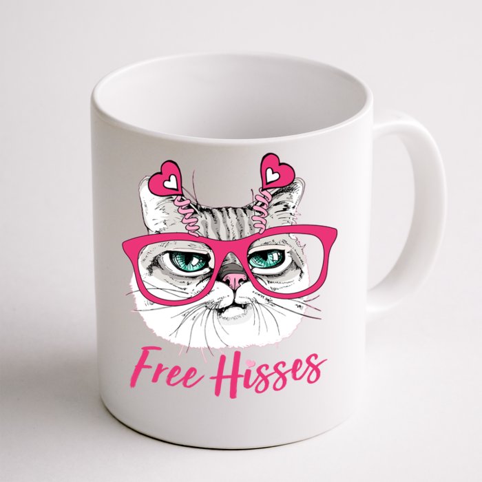 Funny Valentine Cat Free Hisses Front & Back Coffee Mug