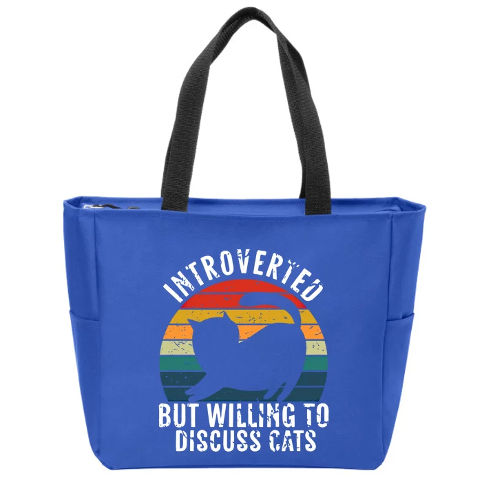 Funny Vintage Cats Lover Introverted But Willing To Discuss Gift Zip Tote Bag