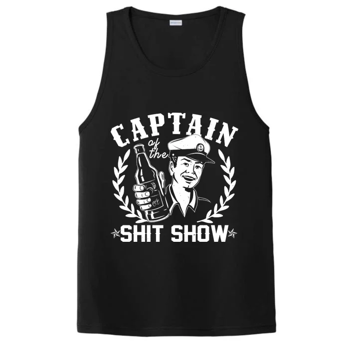 Funny Vintage Captain Of The Shit Show Performance Tank